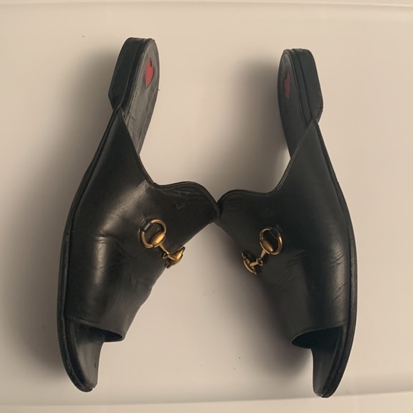 Gucci Malaga Kid Horsebit Black Leather Sandals Sz 8 - Picture 11 of 12